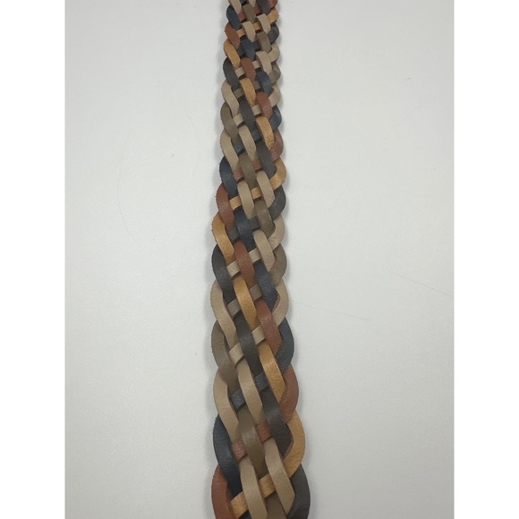 VTG Braided Leather 40" Belt Brown Brass Buckle Guatemala Boho Women's Size ML - Picture 2 of 5